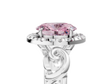White gold Fancy Pink Oval  Cut Halo Diamond Ring with Scrollwork Band and Four-Prong Setting_127
