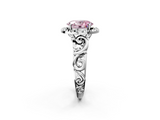 White gold Fancy Pink Oval  Cut Halo Diamond Ring with Scrollwork Band and Four-Prong Setting_135