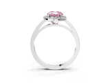 White gold Fancy Pink Oval Cut Halo Diamond Ring with Solitaire Band and Prong Setting_3