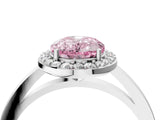 White gold Fancy Pink Oval Cut Halo Diamond Ring with Solitaire Band and Prong Setting_4