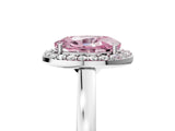 White gold Fancy Pink Oval Cut Halo Diamond Ring with Solitaire Band and Prong Setting_5