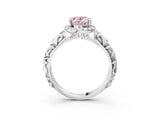 White gold Fancy Pink Oval Cut Halo Diamond Solitaire with Filigree Band and Four-Prong Setting_27