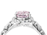 White gold Fancy Pink Oval Cut Halo Diamond Solitaire with Filigree Band and Four-Prong Setting_28
