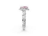 White gold Fancy Pink Oval Cut Halo Diamond Solitaire with Filigree Band and Four-Prong Setting_50