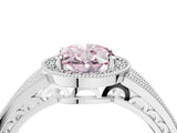 White gold Fancy Pink Oval Cut Halo Diamond Split Shank Ring with Prong Setting_16