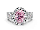 White gold Fancy Pink Oval Cut Halo Pavé Diamond Engagement Ring with Split Shank and Four-Prong Setting_3