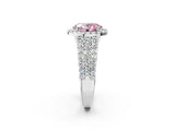 White gold Fancy Pink Oval Cut Halo Pavé Diamond Engagement Ring with Split Shank and Four-Prong Setting_5