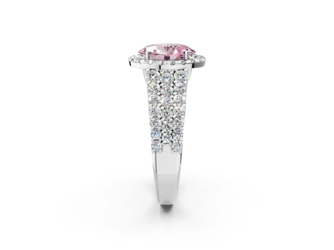 White gold Fancy Pink Oval Cut Halo Pavé Diamond Engagement Ring with Split Shank and Four-Prong Setting_5