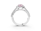 White gold Fancy Pink Oval Cut Halo Pavé Diamond Engagement Ring with Split Shank and Four-Prong Setting_6