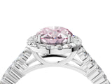 White gold Fancy Pink Oval Cut Halo Pavé Diamond Engagement Ring with Split Shank and Four-Prong Setting_7