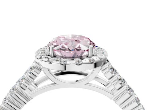 White gold Fancy Pink Oval Cut Halo Pavé Diamond Engagement Ring with Split Shank and Four-Prong Setting_7