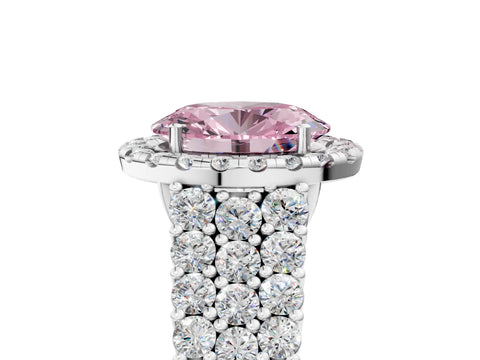 White gold Fancy Pink Oval Cut Halo Pavé Diamond Engagement Ring with Split Shank and Four-Prong Setting_8