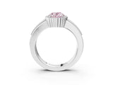 White gold Fancy Pink Oval  Cut Halo Pave Band Four-Prong Ring_84