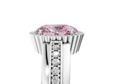 White gold Fancy Pink Oval  Cut Halo Pave Band Four-Prong Ring_86