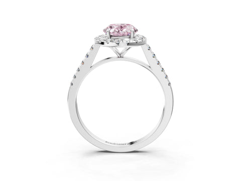 White gold Fancy Pink Oval Cut Halo Pave Diamond Engagement Ring with Four-Prong Setting_3