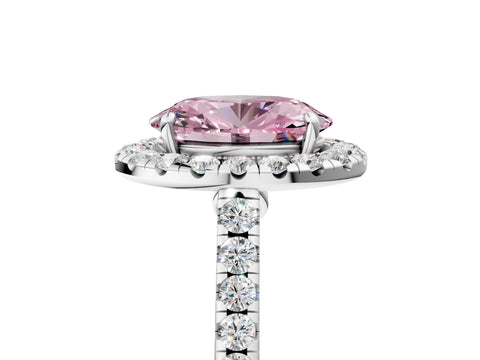White gold Fancy Pink Oval Cut Halo Pave Diamond Engagement Ring with Four-Prong Setting_5