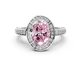 White gold Fancy Pink Oval  Cut Halo Pave Split Shank Prong Setting Ring_32