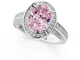 White gold Fancy Pink Oval  Cut Halo Pave Split Shank Prong Setting Ring_34