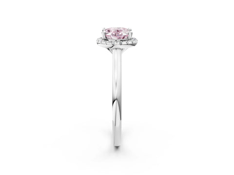 White gold Fancy Pink Oval Cut Halo Round Diamond Solitaire Engagement Ring with Pave Band and Four-Prong Setting_26