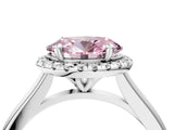 White gold Fancy Pink Oval Cut Halo Round Diamond Solitaire Engagement Ring with Pave Band and Four-Prong Setting_28