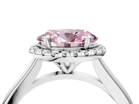 White gold Fancy Pink Oval Cut Halo Round Diamond Solitaire Engagement Ring with Pave Band and Four-Prong Setting_28