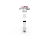 White gold Fancy Pink Oval Cut Halo Round Diamond Twist Band with Four-Prong Setting_26