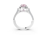 White gold Fancy Pink Oval Cut Halo Round Diamond Twist Band with Four-Prong Setting_27