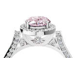 White gold Fancy Pink Oval Cut Halo Round Diamond Twist Band with Four-Prong Setting_28