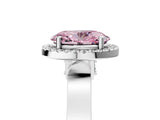 White gold Fancy Pink Oval Cut Halo Round Diamond Twist Band with Four-Prong Setting_29