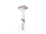 White gold Fancy Pink Oval  Cut Halo Solitaire Engagement Ring with Square Band and Four-Prong Setting_92