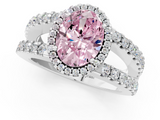 White gold Fancy Pink Oval  Cut Halo Split Shank Diamond Ring with Four-Prong Setting_46