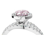 White gold Fancy Pink Oval  Cut Halo Split Shank Prong Setting Ring_43