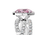 White gold Fancy Pink Oval  Cut Halo Split Shank Prong Setting Ring_44