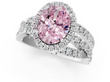 White gold Fancy Pink Oval  Cut Halo Split Shank Prong Setting Ring_62