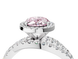 White gold Fancy Pink Oval  Cut Halo Split Shank Prong Setting Ring_65