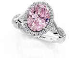 White gold Fancy Pink Oval Cut Halo Twist Band with Four-Prong Setting_73