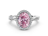 White gold Fancy Pink Oval  Cut Halo Twisted Band Four-Prong Ring_20