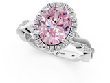 White gold Fancy Pink Oval  Cut Halo Twisted Band Four-Prong Ring_21