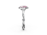 White gold Fancy Pink Oval  Cut Halo Twisted Band Four-Prong Ring_22