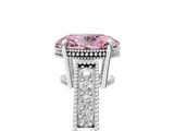 White gold Fancy Pink Oval  Cut Milgrain Channel Set Engagement Ring with Solitaire Prong Setting_111
