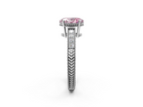 White gold Fancy Pink Oval  Cut Milgrain Channel Set Engagement Ring with Solitaire Prong Setting_120