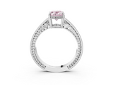 White gold Fancy Pink Oval  Cut Milgrain Channel Set Engagement Ring with Solitaire Prong Setting_121