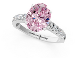 White gold Fancy Pink Oval  Cut Pavé Band Solitaire Ring with Four-Prong Setting_40