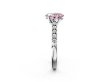 White gold Fancy Pink Oval  Cut Pavé Band Solitaire Ring with Four-Prong Setting_41