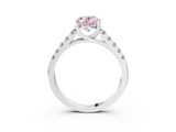 White gold Fancy Pink Oval  Cut Pavé Band Solitaire Ring with Four-Prong Setting_42