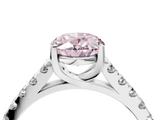 White gold Fancy Pink Oval  Cut Pavé Band Solitaire Ring with Four-Prong Setting_43