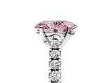 White gold Fancy Pink Oval  Cut Pavé Band Solitaire Ring with Four-Prong Setting_44