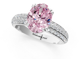 White gold Fancy Pink Oval  Cut Pave Diamond Engagement Ring with Channel Set Band and Four-Prong Setting_21