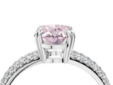 White gold Fancy Pink Oval  Cut Pave Diamond Engagement Ring with Channel Set Band and Four-Prong Setting_24