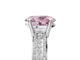 White gold Fancy Pink Oval  Cut Pave Diamond Engagement Ring with Channel Set Band and Four-Prong Setting_25